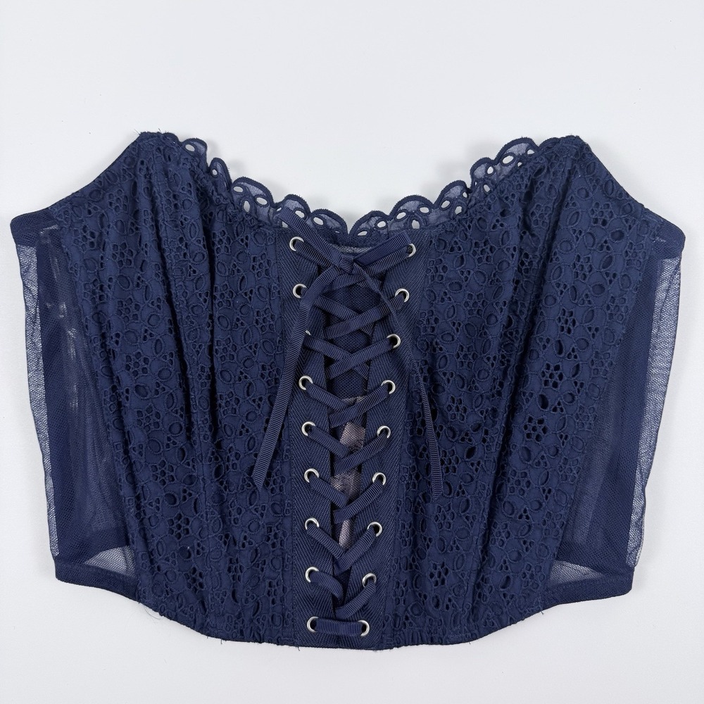 Victoria's Secret Dream Angels Eyelet Lace Up Sheer Strapless Corset XS NWT